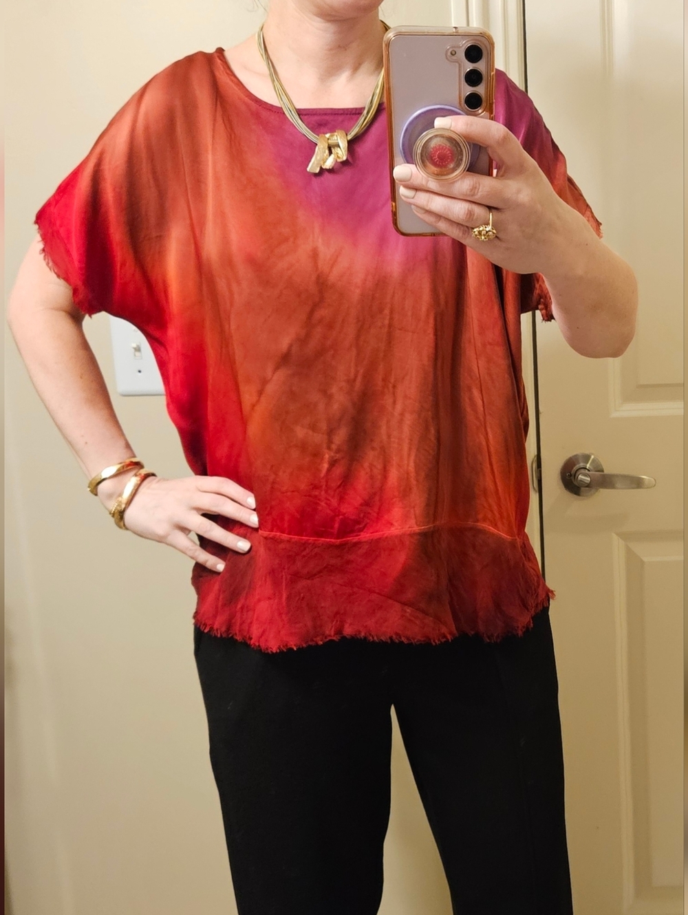 Hand-Dyed Silk Top | New | One-of-a-Kind | Boho Luxe